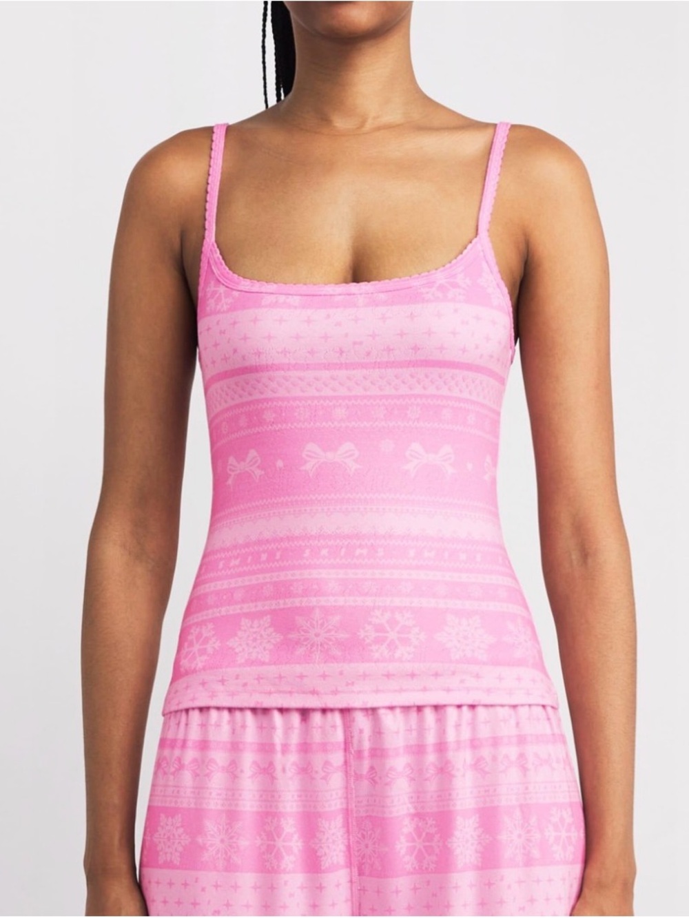 SKIMS Pink plush Pointelle cami Sleep Tank